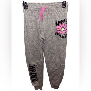Justice Gray Sweatpants with Pink Accents